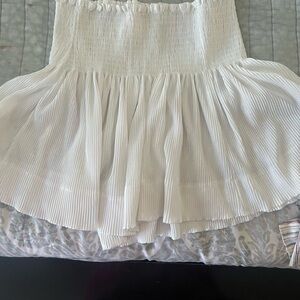 QUEEN OF SPARKLES White Smocked Pleated Skort